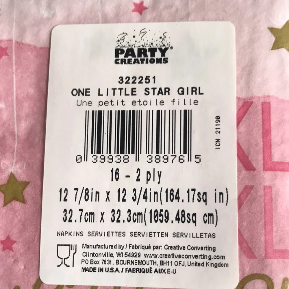 Paper Plates (6 sets) & Napkins (4 sets)forLittle Girl Party NEW